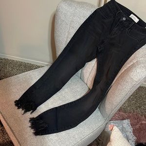 Jessica Simpson Black Low Rise Skinny Jeans with Fringe Hem
